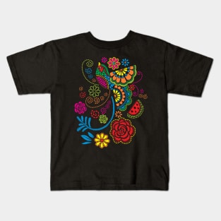 Mexican Bird Embroidery Effect Kids T-Shirt